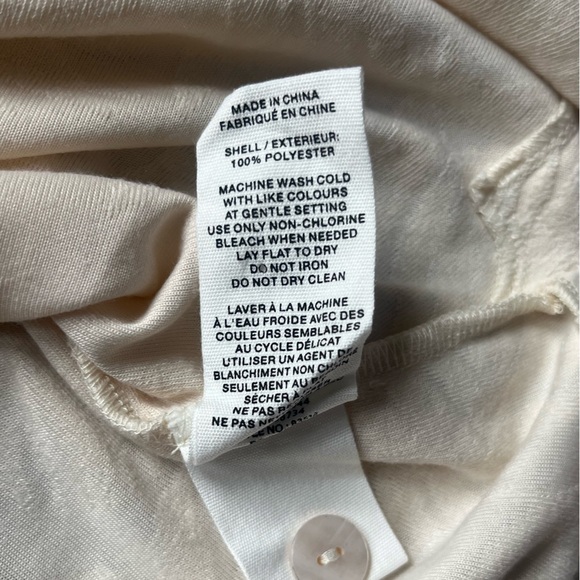 NEW Avec Les Filles Casual Short Sleeve Button Up Cream Subtle Palm Top Size S - Picture 6 of 7